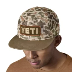 Men's YETI Mesh Camo Flat Brim Adjustable Hat -Black Clover Store 88883023814 2